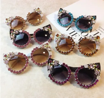 ZAOLIHU Drăguț Ochi de Pisică Diamond ochelari de Soare pentru Femei de Lux sex Feminin de Ochelari de Soare UV400 Cristal Colorat Epocă Nuante Gafas de sol