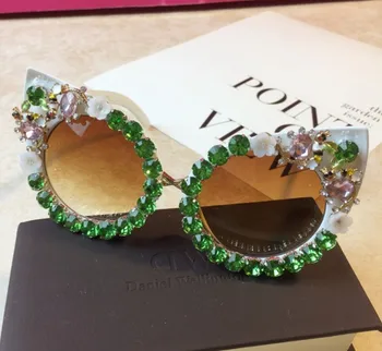 ZAOLIHU Drăguț Ochi de Pisică Diamond ochelari de Soare pentru Femei de Lux sex Feminin de Ochelari de Soare UV400 Cristal Colorat Epocă Nuante Gafas de sol