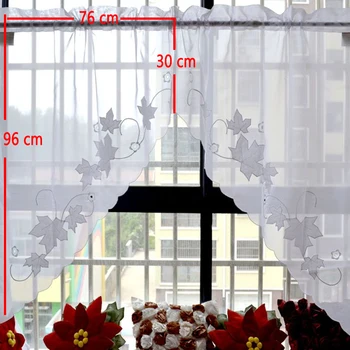 Zbor Scurt De Bucătărie Perdele Tul Cu Flori Laterală Pentru Geam Balcon Roma Florale Panglică Design De Broderie Voile Pur Decora