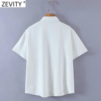 Zevity 2021 Moda pentru Femei Florale Imprimare Mozaic Șifon Bluza Bluza Femei cu Maneci Scurte Kimono Tricouri Chic Blusas Topuri LS7648