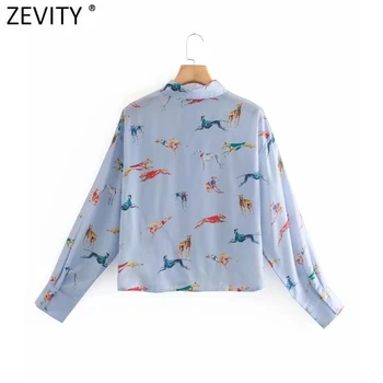 Zevity Noi Femeile Dulce Colorat Caini Print Casual Bluza Femei cu Maneci Lungi Afaceri Tricouri Chic Femme Blusas Topuri LS7327