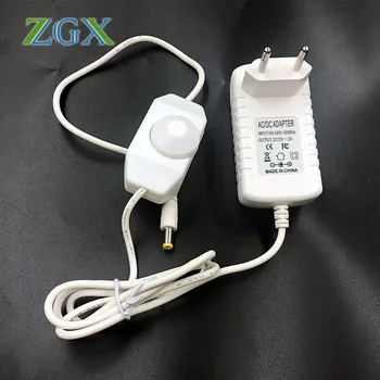 ZGX 1buc 100-240V AC-DC Adaptor de Alimentare adaptor Încărcător 12V 2A UE Plug transformatoare Buton comutator de atenuare a intensității luminoase