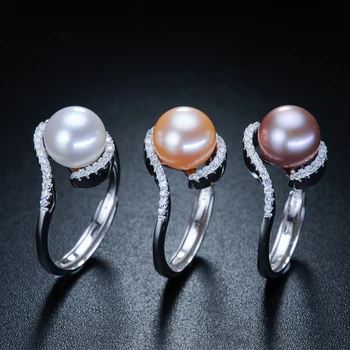 ZHBORUINI 2019 Moda Inel cu Perle Naturale de apă Dulce Pearl Bijuterii Zircon Inel Argint 925 Bijuterii Pentru Femei, Cadou