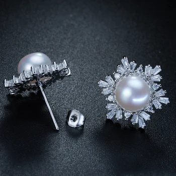 ZHBORUINI Moda Cercei cu Perle de Înaltă Calitate Naturale de apă Dulce Pearl Fulg de nea 925 Sterling Silver Pearl Bijuterii Pentru Femei