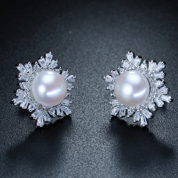 ZHBORUINI Moda Cercei cu Perle de Înaltă Calitate Naturale de apă Dulce Pearl Fulg de nea 925 Sterling Silver Pearl Bijuterii Pentru Femei