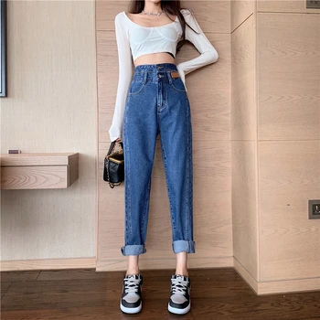 ZHISILAO Nou Harem Blugi Drepte pentru Femei de Înaltă Talie Pantaloni Denim Jeans Plus Size Chic Streetwear Toamna Blugi de Moda Retro