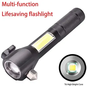 ZHIYU Multifunctionala lanterna Tactice LED cu Cutter USB de Încărcare Lumină Roșie Camping Zoom Telescopic de Urgență Lampă de Lucru