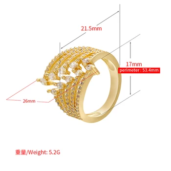 ZHUKOU de aur/argint de culoare femei inele de lux cristal CZ reglabil Unisex inele pentru femei/bărbați Inel de Nunta Bijuterii model:VJ28