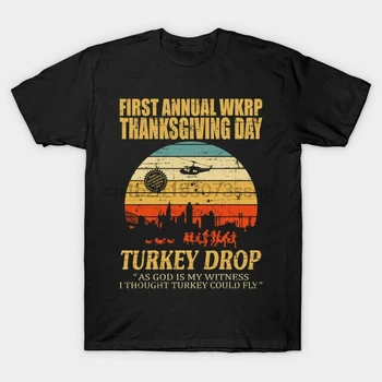 Ziua recunostintei WKRP Turcia Tees T-Shirt Îmbrăcăminte aflate în Dificultate Negru