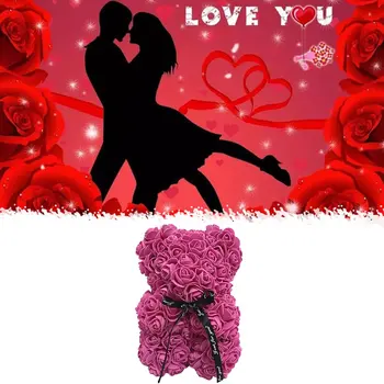 Ziua Îndrăgostiților Cadou Rose Urs De Flori De Trandafir Artificiale Decor Petrecere De Aniversare De Nunta Decor Prietena Cadou