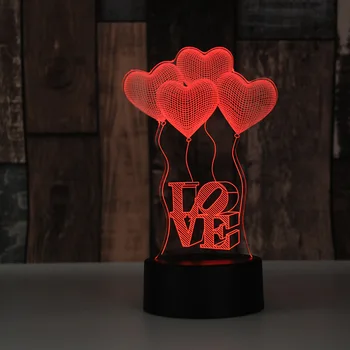 Ziua îndrăgostiților dragoste cadou 3D LED Lumina de Noapte în 7 culori lampa de birou acasă bec lampa soția sau prietena cadou