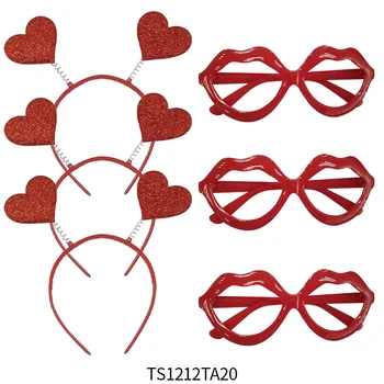 Ziua Îndrăgostiților Set Costum Roșu În Formă De Inimă Hairband De Lux Ochelari Pentru Ziua Îndrăgostiților Partidul Decor Vanlentines Zi Consumabile