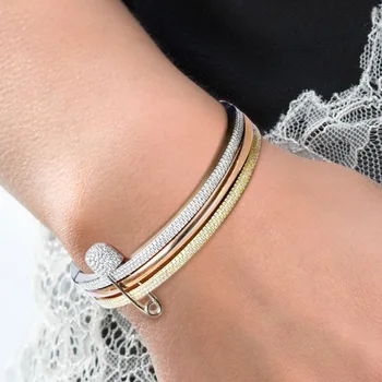 Zlxgirl bijuterii Clasic 2018 vânzare fierbinte trei placat cu metal de culoare cupru brățară inel de nunta bijuterii de mireasa aniversare bratari