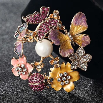 Zlxgirl Fluture Frumos Brosa Pentru Femei genti Accesorii Colroful Email Floare Broșe buchet Femei bijuterii de Mireasă