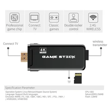 ZOCNUN 4K Video HD Joc Consola 2.4 G Dublu Wireless Controller Pentru PS1/GBA Clasic Retro TV, Consolă de jocuri 64GB 10000 de Jocuri