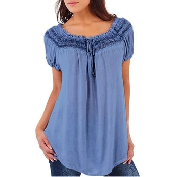 ZOGAA Vara Femei Bluza Casual Femei Vrac V-neck Maneca Scurta Șifon Bluza Femei Dantelă Topuri Plus Dimensiune Bluze Camasi