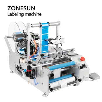 ZONESUN XLT801 Automate de Plastic de Tinichea Rotunde de Sticlă Dublu Partea de Masina de Etichetare Etichetare Autocolant