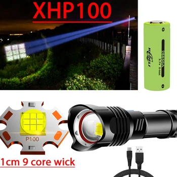 Zoom Puternic Lanterna LED-uri Lanterna XHP100 XHP70 USB Reîncărcabilă de Vânătoare Lampa Impermeabil 26650 18650 Baterie Ciclism Lumina