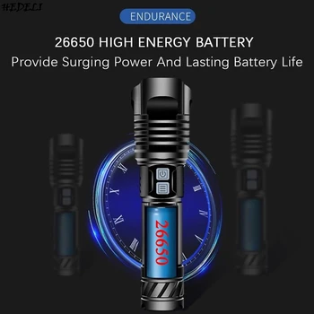 Zoom Puternic Lanterna LED-uri Lanterna XHP100 XHP70 USB Reîncărcabilă de Vânătoare Lampa Impermeabil 26650 18650 Baterie Ciclism Lumina