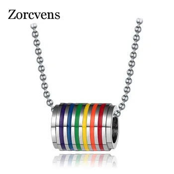 ZORCVENS Moda Multicolor Gay Pride Bijuterii din Oțel Inoxidabil Curcubeu Pandantiv Colier Farmec Bijuterii pentru Femei
