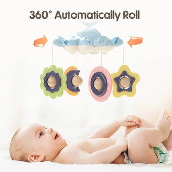 Zornăitoare pentru copii Pătuț telefoane Mobile de Jucărie Suport Rotativ 360°flexibil de Rotație Mobil Nou-născutului Pătuț Cutie Muzicală de Proiecție copil Copil Jucărie