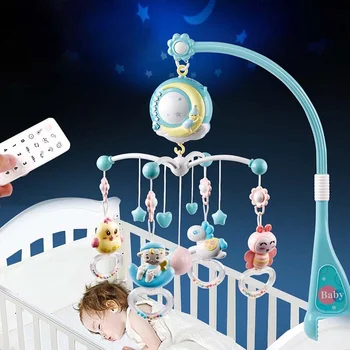 Zornăitoare Pentru Copii Pătuț Telefoane Mobile De Jucărie Suport Rotativ Mobil Pat Bell Cutie Muzicală De Proiecție 0-12 Luni Nou-Născut Baby Boy Toys