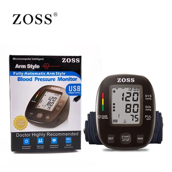 ZOSS mai recente modele de limba engleză sau rusă Voce germană chip LCD braț monitor de presiune sanguina inima bate instrument tensiometru