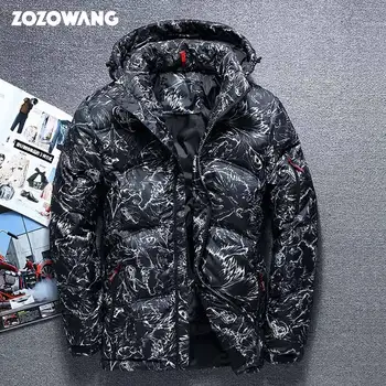 ZOZOWANG 2020 jacheta de Iarna de Înaltă Calitate, gros de iarna Alb Rață Gros în Jos Jacheta barbati camuflaj cu gluga Doudoune Homme Pene