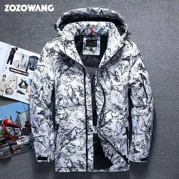 ZOZOWANG 2020 jacheta de Iarna de Înaltă Calitate, gros de iarna Alb Rață Gros în Jos Jacheta barbati camuflaj cu gluga Doudoune Homme Pene