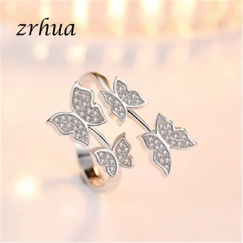 ZRHUA Femela Fluture Inel Elegant din Argint 925 Originale Bijuterii Elegant AAA+ Zircon Anillos pentru Femei Nunta Logodna