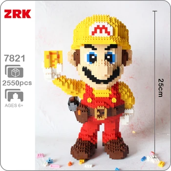 ZRK Super Joc Video Mario Galben Mario Figura Building Block Model 3D Diamond Mini Cărămizi DIY Jucării pentru Copii Băiat Cadouri
