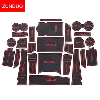 ZUNDUO Anti-Alunecare Poarta Slot Cupa Mat pentru Chery Tiggo 8 2018 2019 2020 Accesorii de Cauciuc Non-alunecare Pad