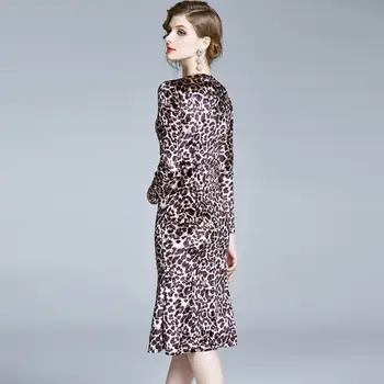 ZUOMAN Femei Toamna Elegante Leopard Rochie V-gât Festa de Înaltă Calitate Petrecere Halat Femme Vintage Designer Birou Vestidos