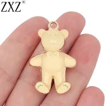 ZXZ 6pcs Aur Culoare CCB Plastic 3D Teddy Bear Farmece Pandantive, DIY Pandantive, Bijuterii, Cheie Lanț de Bijuterii Accesorii