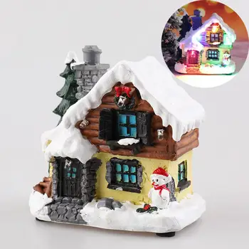 Zăpadă de crăciun Casa Figurina de Lumină LED Luminos de Rășină de Crăciun Casa Noua Anul 2021 Cadou de Crăciun Pentru Copii