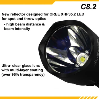 În 2020, cele mai Noi KDLITKER C8.2 Cree XHP35.2 HD 1700 Lumeni 5-Mode LED Lanterna - Negru ( 1x18650 )