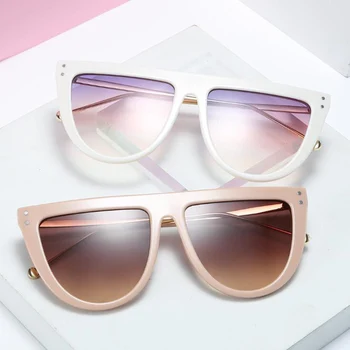 În 2020, Designer de Moda de Top Plat ochelari de Soare Femei de Lux Nuante Metalice pentru Femei Ochelari Mari Pătrat Negru Ochelari de Soare