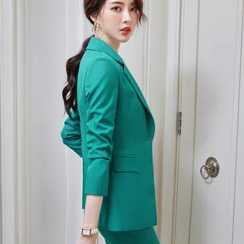 În 2020, noi femeile coreene profesionale hotel salopete de Înaltă calitate, de sex feminin costum de pantaloni de costum din două piese Slim-fit cu dungi sacou pantaloni