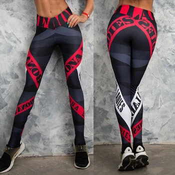 În 2020, Noi Femeile Respirabil Leggins de Fitness Jambiere Elastice de sex Feminin Antrenament Slim Scrisoarea Imprimate Jambiere de Funcționare Gym pantaloni