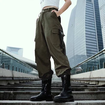 În Aer Liber, Alpinism Pantaloni Femei Vrac Joggeri Talie Mare Armată Harem Pantaloni Camo Streetwear Punk Se Răcească Pur Pantaloni De Marfă