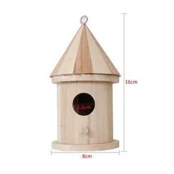În aer liber din lemn Bird House Mâncare Acasă Cuib Container Pentru Gradina Agățat DIY Colorat Acoperiș din Lemn Bird House Decor Agățat