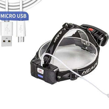 În aer liber, Pescuit de Noapte Far USB Reîncărcabilă Faruri Noapte de Echitatie lanterna Lanterna LED COB ABS rezistent la apa Lampă de Cap