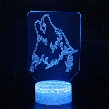 În picioare tema wolf 3D Lampa LED lumina de noapte în 7 Culori Schimba starea de Spirit Touch Lampa cadou de Crăciun Dropshippping
