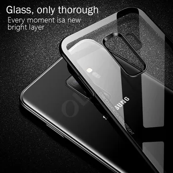 înapoi sticlă transparentă caz de telefon pentru Samsung galaxy S8 S8+ S9 Sticla+ Silicon TPU Bara de protecție caz pentru Samsung S8 S9 plus Note8