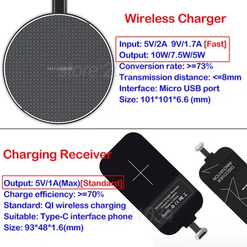 Încărcare Wireless pentru Huawei P20 P30 P40 Lite Mate 9 10 20 Lite Pro Qi Wireless Charger+USB de Tip C Receptor Adaptor Cadou Caz