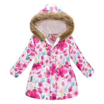 Îngroșa Fete De Iarnă Jachete De Moda Imprimat Cu Gluga Îmbrăcăminte Exterioară Pentru Copii Internă Plus Catifea Caldă Fete Haine Cadou De Crăciun