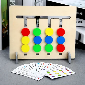 Învățare preșcolară Jucării Slide Culoare și Forma de Potrivire jocuri de Inteligență Joc de Logica Montessori Educative Jucarii din Lemn pentru Copii C0644H