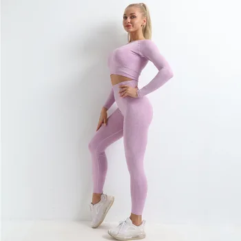 ȘAPTE Femei de PIELE Sport Yoga Set Haine Antrenament Atletic Purta Sală de Fitness Jambiere Sport Sutien Crop Top cu Maneci Lungi Yoga Costum