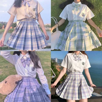 Școala japoneză JK Uniformă Plisate Fuste Carouri Vară Talie Înaltă Coreea Harajuku Drăguț Sexy Mini-linie Fuste Cosplay Trimite Tie