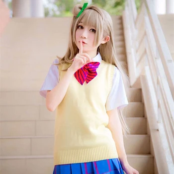 Școala japoneză Student JK Uniformă Vesta V-neck Marinar Pulover fără Mâneci Pentru Fete Anime de Dragoste Live K-pe Cosplay Tricot 12 Culori